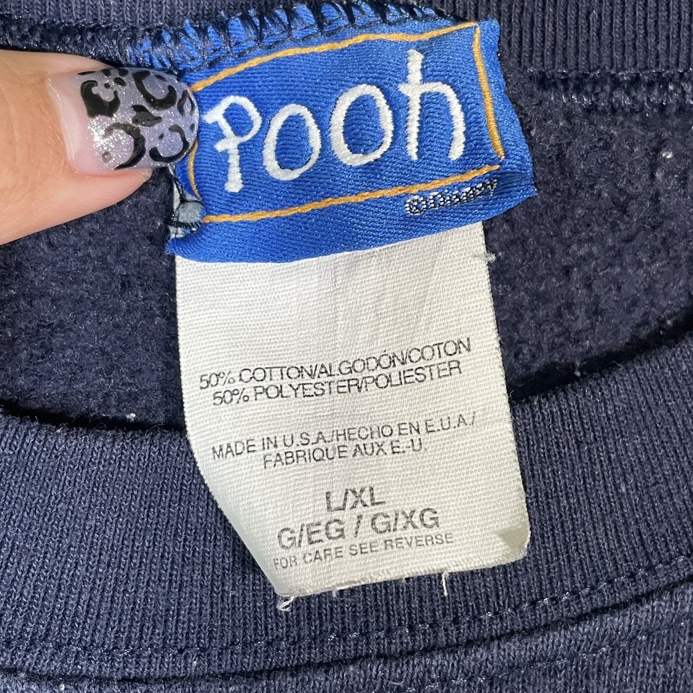Vtg‎ Disney Winnie The Pooh Graphic Sweatshirt Mens L XLCrewneck Blue 90s Retro - Picture 5 of 7